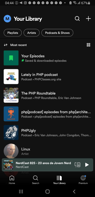 Picture of the Lately in PHP Podcast page in Spotify with the Following message